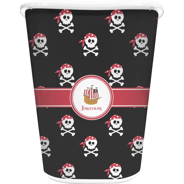 Custom Pirate Waste Basket - Double Sided (White) (Personalized)