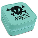 Pirate Travel Jewelry Box - Teal Leather (Personalized)