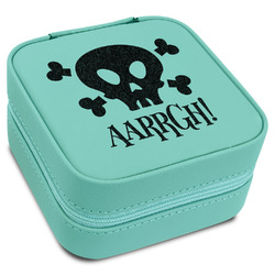 Pirate Travel Jewelry Box - Teal Leather (Personalized)