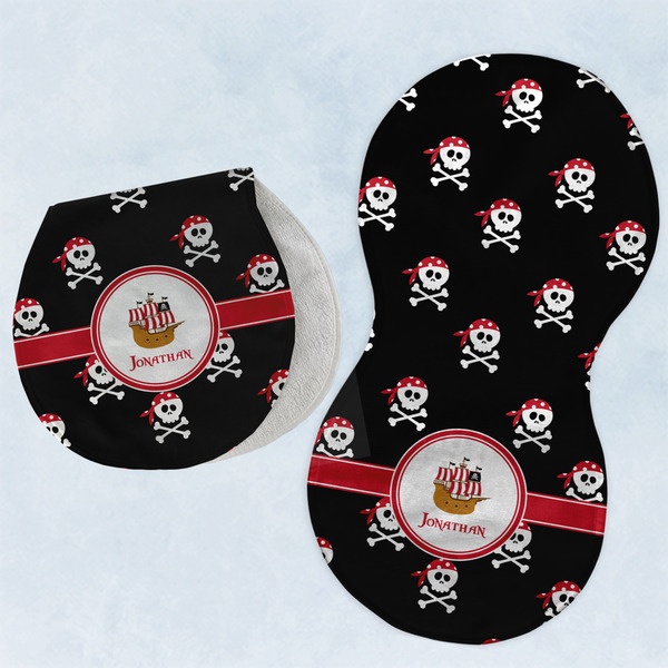 Custom Pirate Burp Pads - Velour - Set of 2 w/ Name or Text