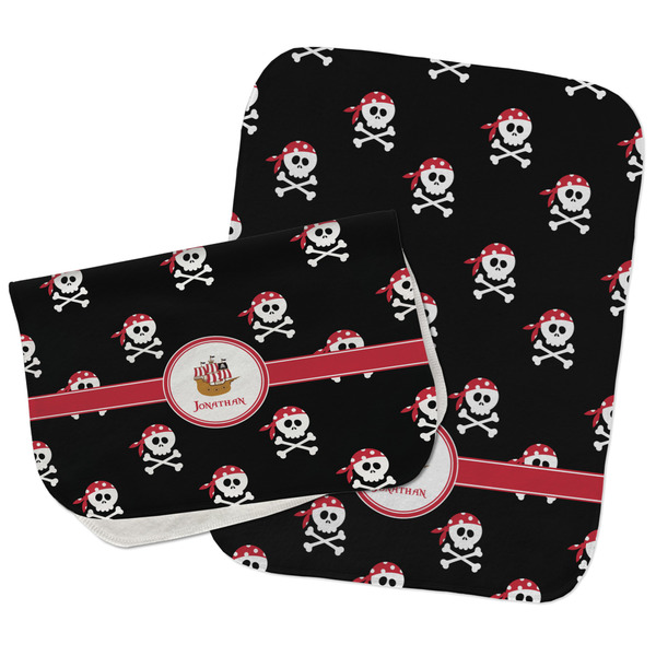 Custom Pirate Burp Cloths - Fleece - Set of 2 w/ Name or Text