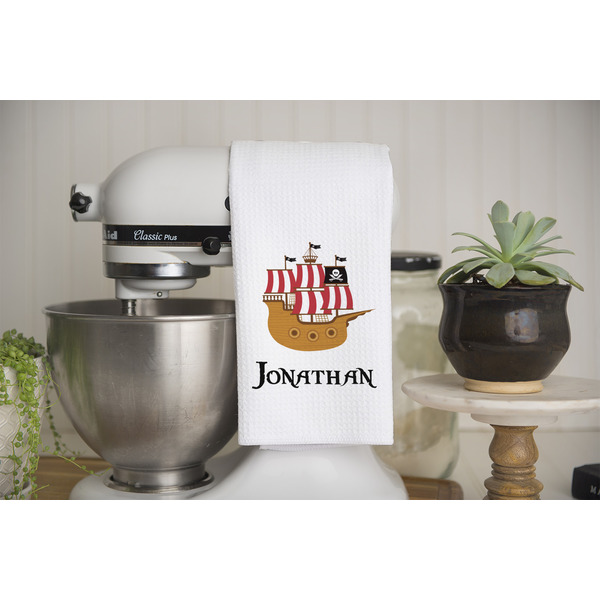 Pirate Waffle Weave Towel - Lifestyle - Partial Print