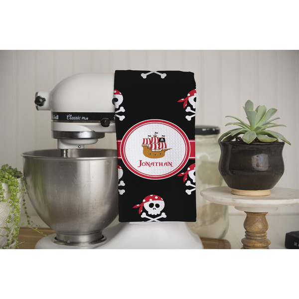 Pirate Waffle Weave Towel - Full Color Print - Lifestyle Image