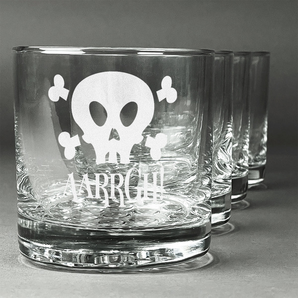 Custom Pirate Whiskey Glasses (Set of 4) (Personalized)