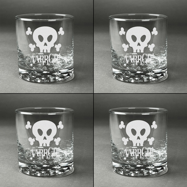 Pirate Whiskey Glasses - Set of 4 all Engraved