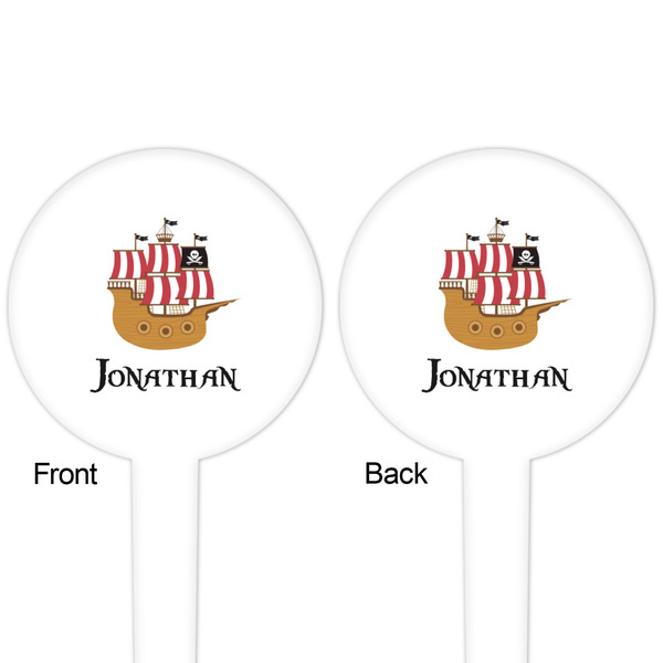 Pirate White Plastic 4" Food Pick - Round - Double Sided - Front & Back