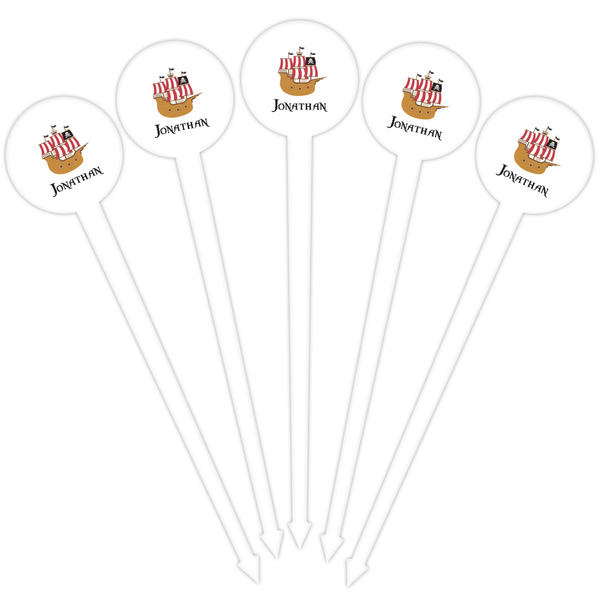 Pirate White Plastic 4" Food Pick - Round - Fan View