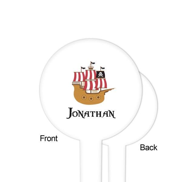 Pirate White Plastic 4" Food Pick - Round - Single Sided - Front & Back