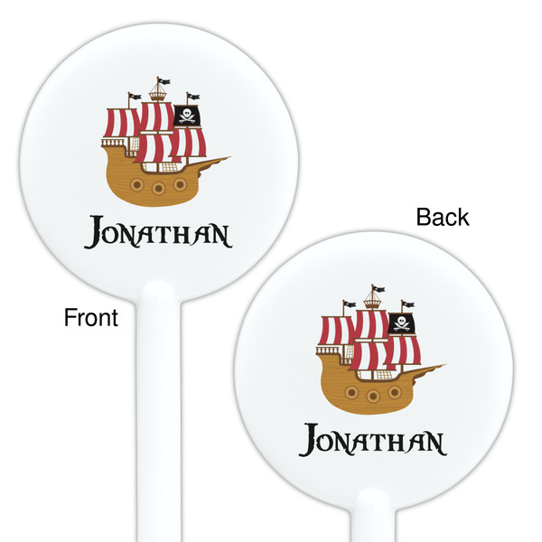 Pirate White Plastic 5.5" Stir Stick - Double Sided - Round - Front & Back