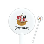 Pirate 5.5" Round Plastic Stir Sticks - White - Single Sided (Personalized)