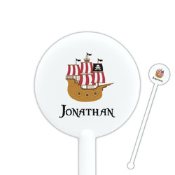 Pirate 5.5" Round Plastic Stir Sticks - White - Double Sided (Personalized)