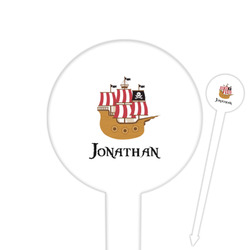 Pirate 6" Round Plastic Food Picks - White - Single Sided (Personalized)