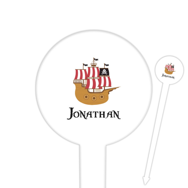Custom Pirate 6" Round Plastic Food Picks - White - Single Sided (Personalized)