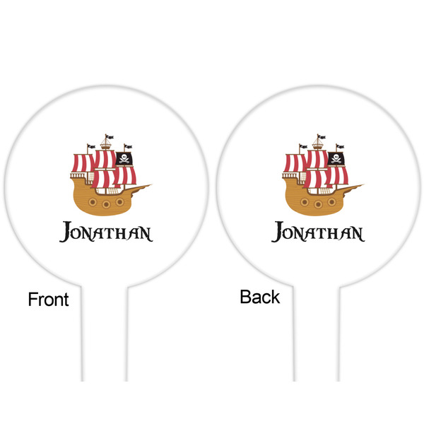 Pirate White Plastic 6" Food Pick - Round - Double Sided - Front & Back