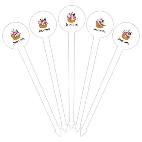 Pirate White Plastic 6" Food Pick - Round - Fan View