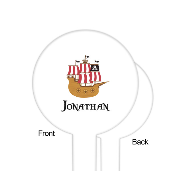 Pirate White Plastic 6" Food Pick - Round - Single Sided - Front & Back