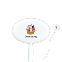 Pirate 7" Oval Plastic Stir Sticks - White - Double Sided (Personalized)