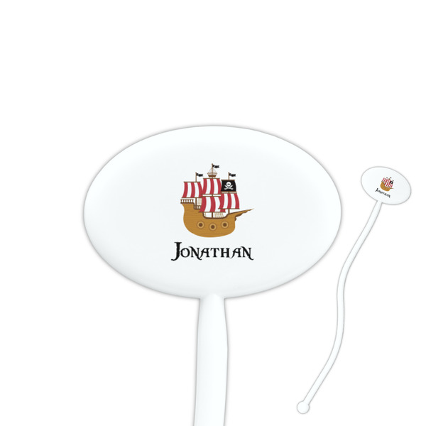 Custom Pirate 7" Oval Plastic Stir Sticks - White - Double Sided (Personalized)
