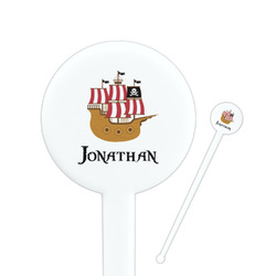 Pirate 7" Round Plastic Stir Sticks - White - Double Sided (Personalized)