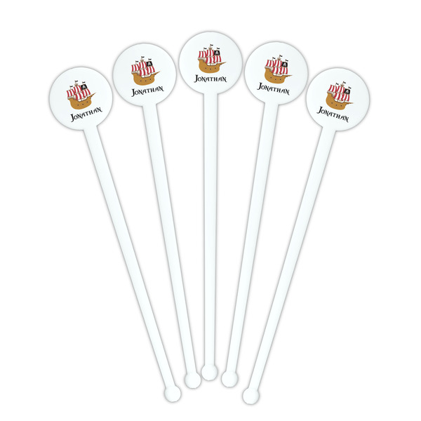 Pirate White Plastic 7" Stir Stick - Round - Fan View