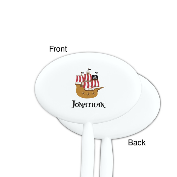 Pirate White Plastic 7" Stir Stick - Single Sided - Oval - Front & Back