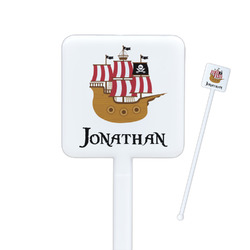 Pirate Square Plastic Stir Sticks - Double Sided (Personalized)