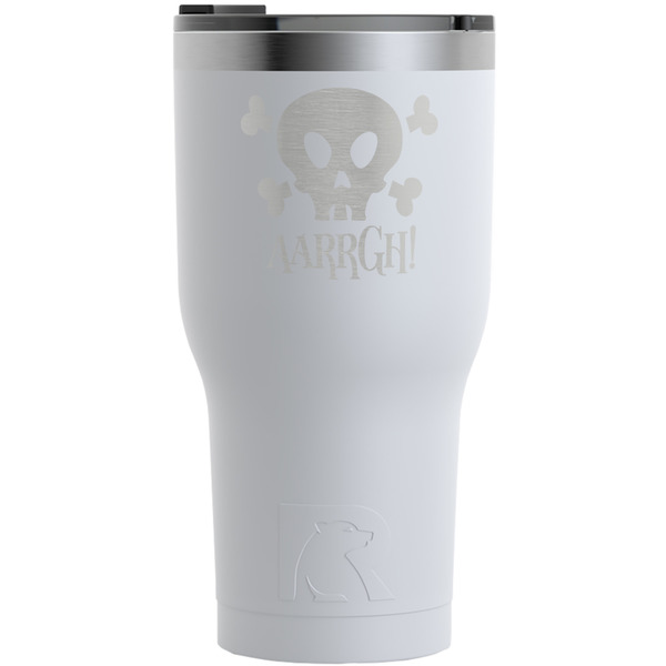 Custom Pirate RTIC Tumbler - White - Engraved Front (Personalized)