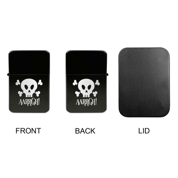 Pirate Windproof Lighters - Black, Double Sided, no Lid - APPROVAL