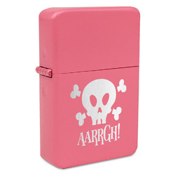 Pirate Windproof Lighter - Pink - Single Sided & Lid Engraved (Personalized)