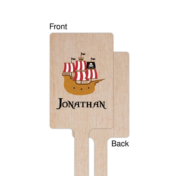 Pirate Wooden 6.25" Stir Stick - Rectangular - Single - Front & Back