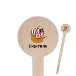 Pirate 6" Round Wooden Food Picks - Single Sided (Personalized)
