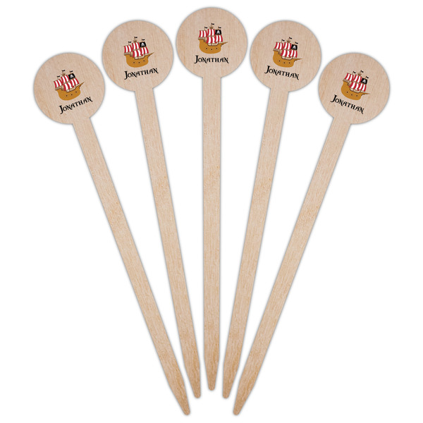 Pirate Wooden 6" Food Pick - Round - Fan View