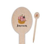 Pirate Oval Wooden Food Picks - Double Sided (Personalized)