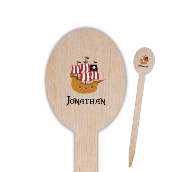 Custom Pirate Oval Wooden Food Picks - Double Sided (Personalized)