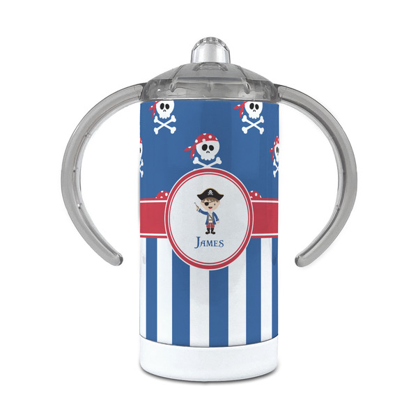 Custom Blue Pirate 12 oz Stainless Steel Sippy Cup (Personalized)