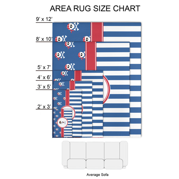 Blue Pirate 2'x3' Indoor Area Rugs - Size Chart