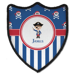 Blue Pirate Iron On Shield Patch B w/ Name or Text