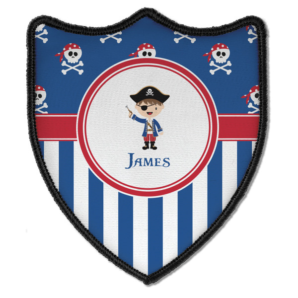 Custom Blue Pirate Iron On Shield Patch B w/ Name or Text