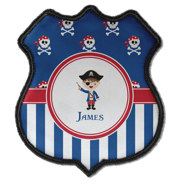Custom Blue Pirate Iron On Shield Patch C w/ Name or Text