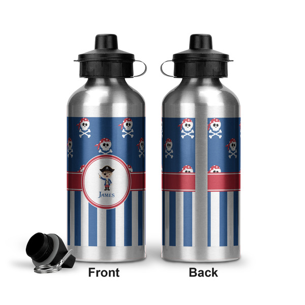 Blue Pirate Aluminum Water Bottle - Front and Back