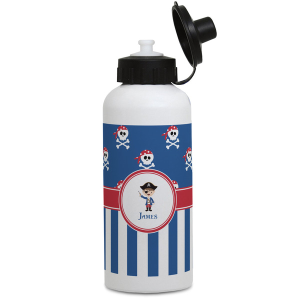 Custom Blue Pirate Water Bottles - Aluminum - 20 oz - White (Personalized)