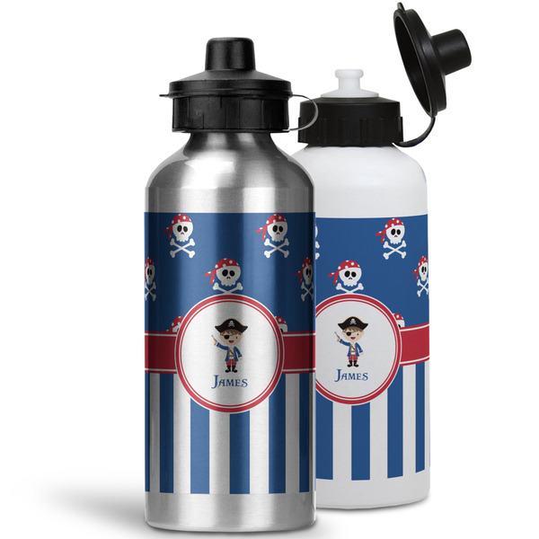 Blue Pirate Aluminum Water Bottles - MAIN (white &silver)