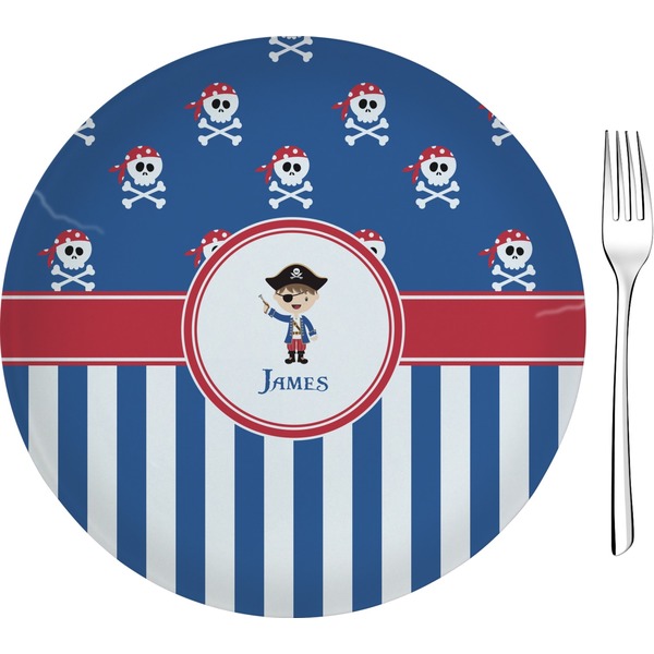 Custom Blue Pirate Glass Appetizer / Dessert Plate 8" (Personalized)