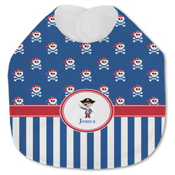 Blue Pirate Jersey Knit Baby Bib w/ Name or Text