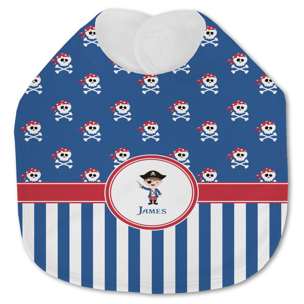 Custom Blue Pirate Jersey Knit Baby Bib w/ Name or Text