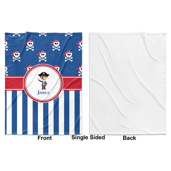 Blue Pirate Baby Blanket (Single Side - Printed Front, White Back)