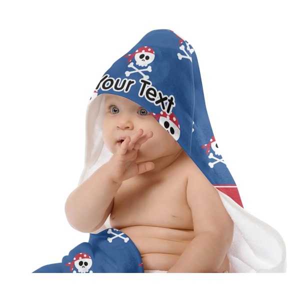 Blue Pirate Baby Hooded Towel on Child