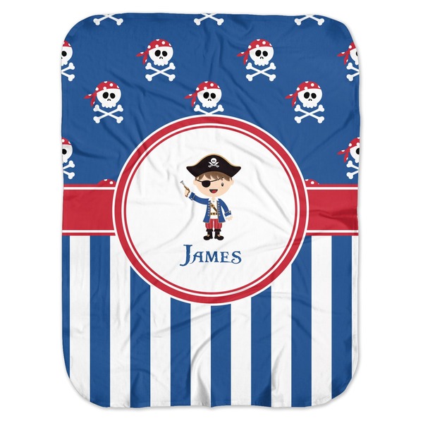 Custom Blue Pirate Baby Swaddling Blanket (Personalized)