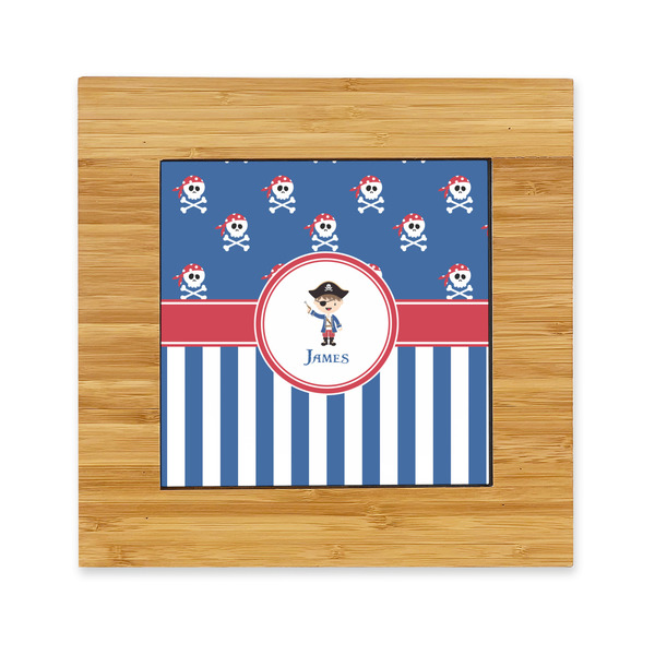 Custom Blue Pirate Bamboo Trivet with Ceramic Tile Insert (Personalized)