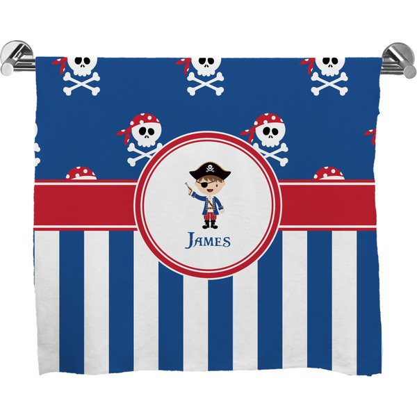 Custom Blue Pirate Bath Towel (Personalized)